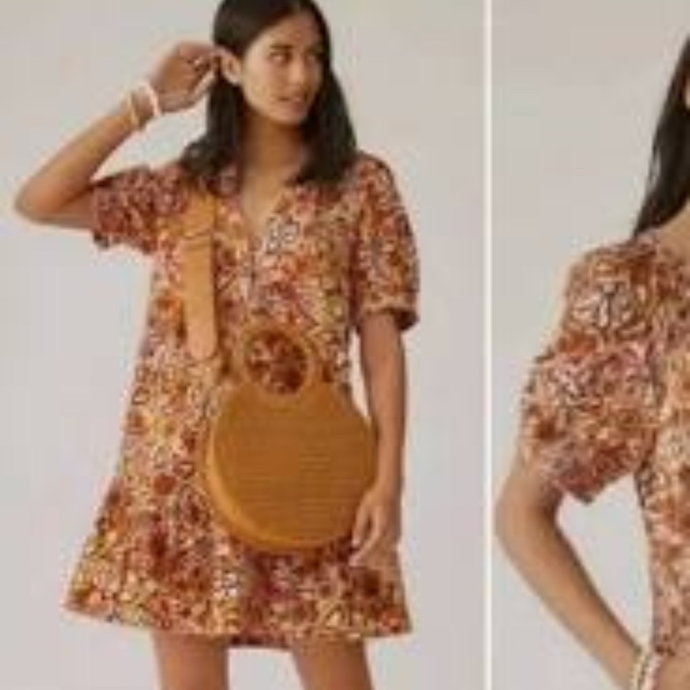Anthropoligie Raw Hem Floral Dress